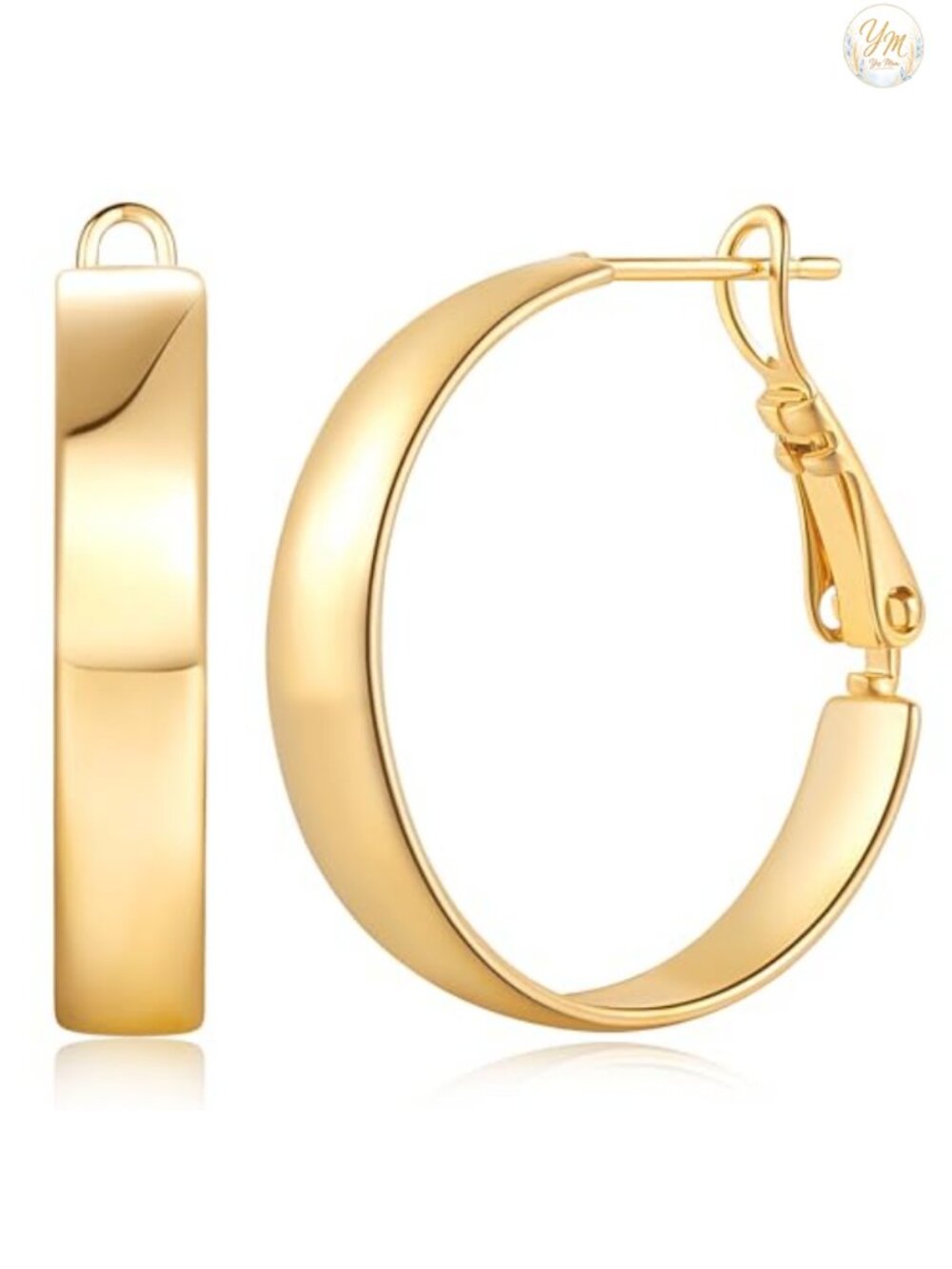 14K Gold Plated Hoop Earrings for Women Square Edge Hypoallergenic